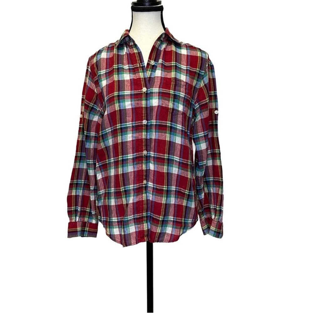 Lauren Ralph Lauren Petite Plaid Linen Button-Down Shirt P/S
